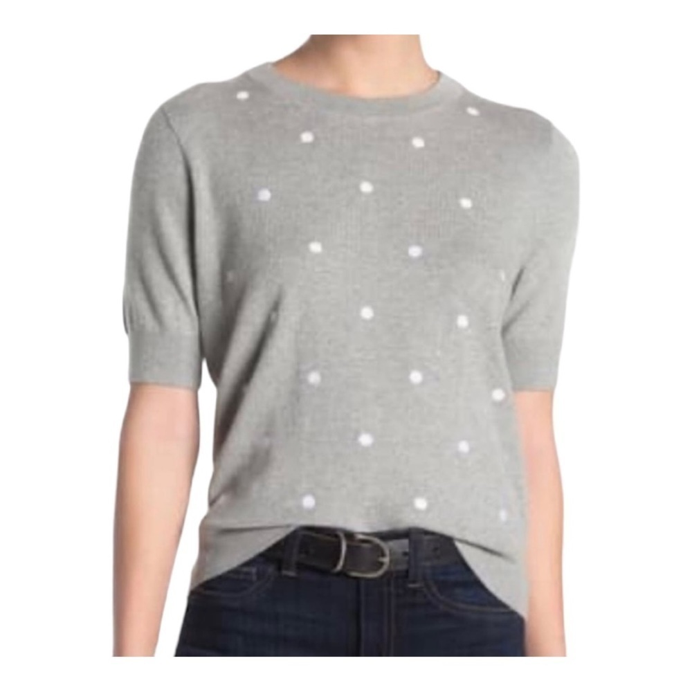 J. CREW-GRAY POLKA DOT SWEATER-SIZE XL